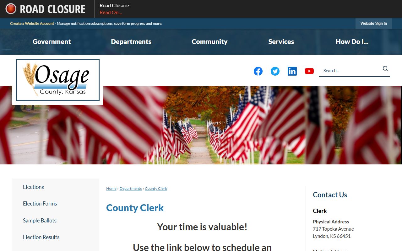 Osage County Clerk of the District Court county clerk contact distinction