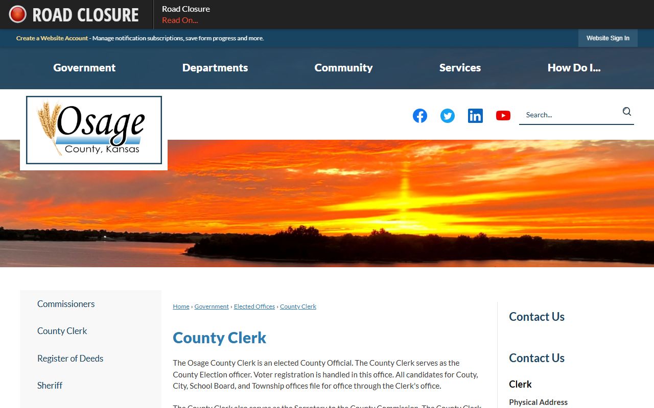 Osage County Clerk of the District Court separate county clerk role