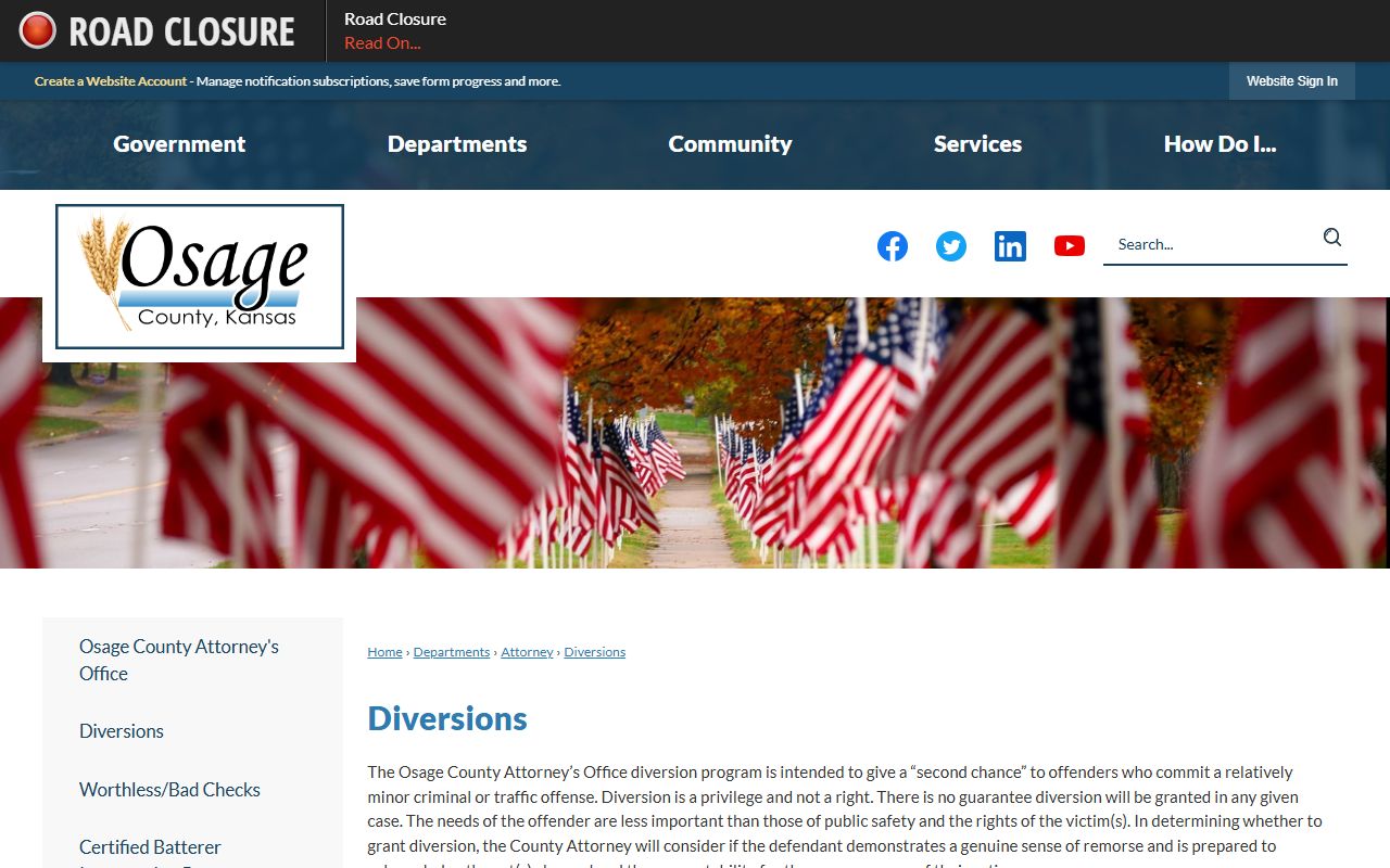 Osage County criminal court records diversion payment instructions