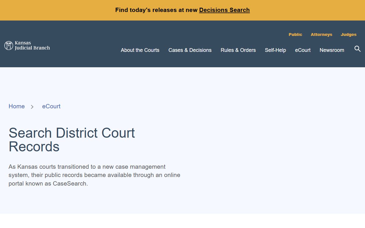 Osage County court records Kansas Judicial Branch search page