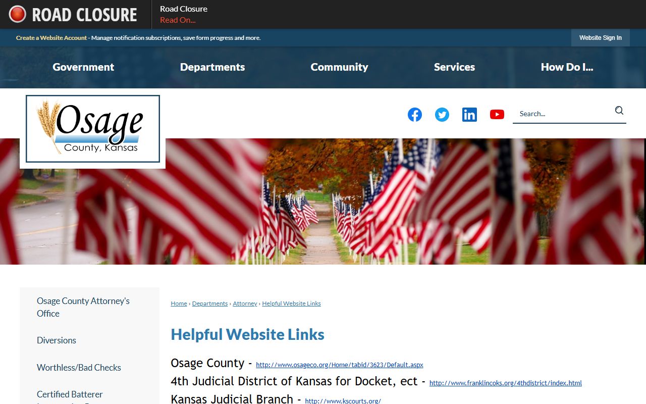 Osage County inmate records County Attorney helpful links