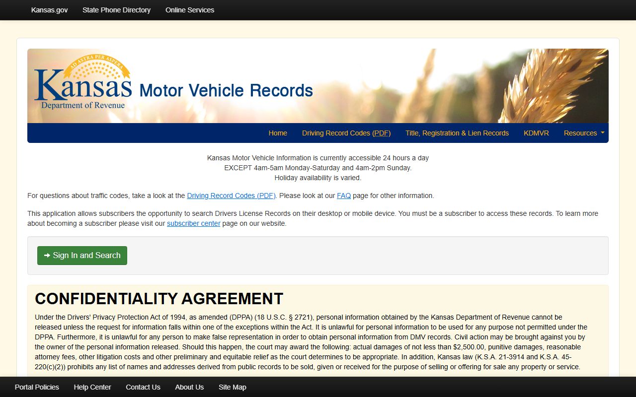 Osage County traffic court records Kansas motor vehicle records portal