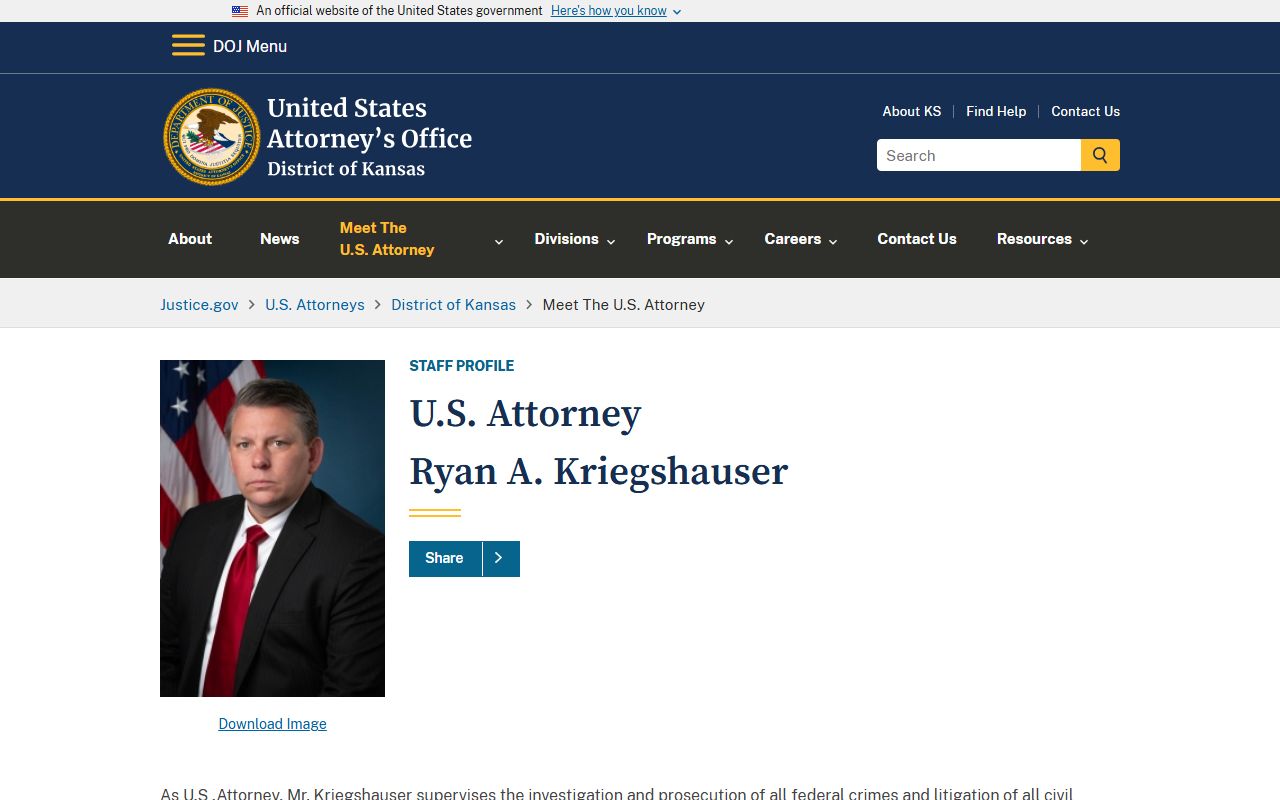 Osage County warrant records federal prosecutor District of Kansas